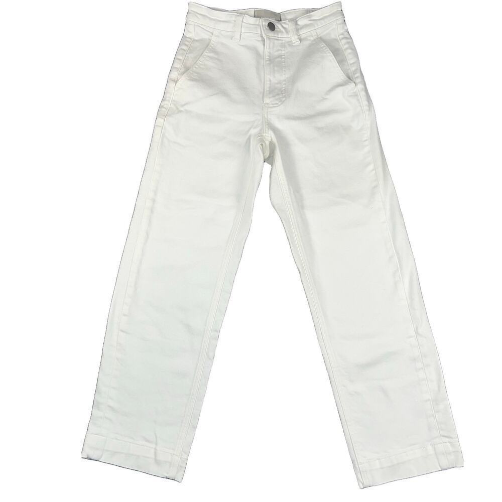 Everlane The Straight Leg Crop White Jeans Wider Leg Size 0
